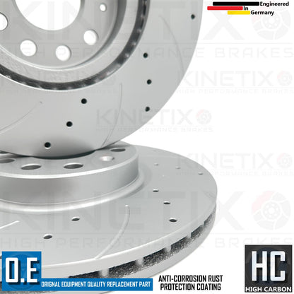 FOR VW JETTA 2.5 10-17 DRILLED GROOVED FRONT REAR BRAKE DISCS PADS 312/272