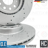 FOR VW PASSAT 2.0 TDI EVO R LINE B8 DRILLED GROOVE FRONT BRAKE DISCS BREMBO PADS