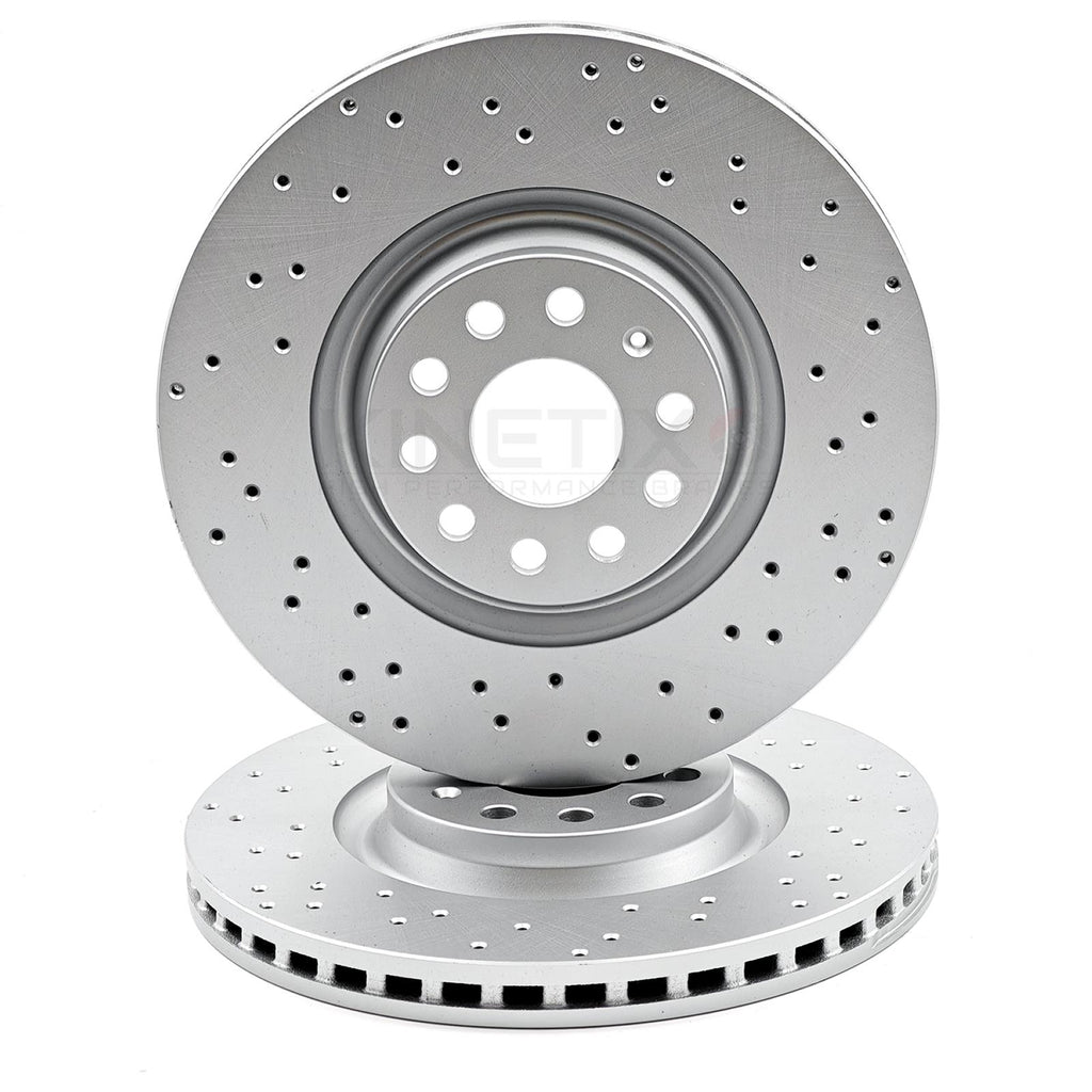 FOR AUDI S3 8Y 2020- KINETIX CROSS DRILLED FRONT BRAKE DISCS PAIR 340mm COATED