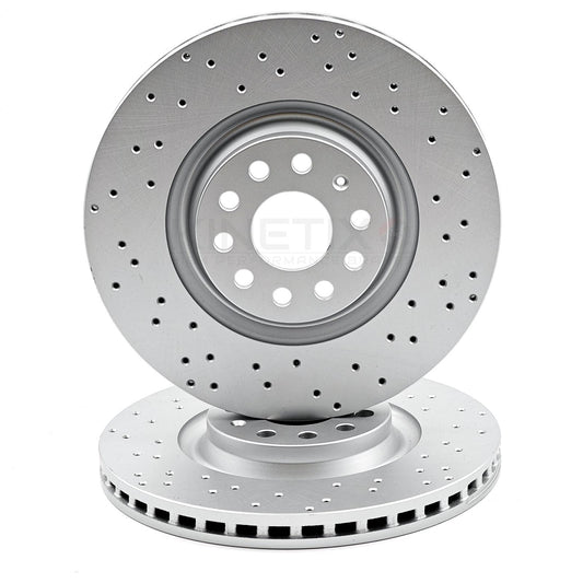 FIT AUDI 2.0 TTS 08-14 FRONT CROSS DRILLED PERFORMANCE BRAKE DISCS PAIR 340mm