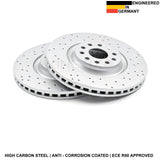 340mm FRONT CROSS DRILLED BRAKE DISCS MINTEX PADS FOR AUDI S3 8V VW GOLF R MK7