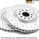 340mm FRONT CROSS DRILLED BRAKE DISCS MINTEX PADS FOR AUDI S3 8V VW GOLF R MK7