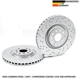 FOR CUPRA LEON 2.0 TSI 2021- CROSS DRILLED FRONT BRAKE DISCS TEXTAR PADS 340mm