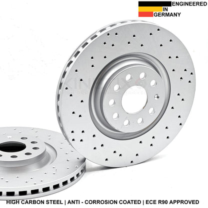 FOR VW PASSAT TIGUAN ARTEON 2.0 Bi-TDi DRILLED FRONT BRAKE DISCS CREAMIC PADS
