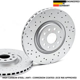 340mm FRONT CROSS DRILLED BRAKE DISCS MINTEX PADS FOR AUDI S3 8V VW GOLF R MK7