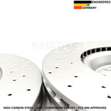 340mm FRONT CROSS DRILLED BRAKE DISCS MINTEX PADS FOR AUDI S3 8V VW GOLF R MK7