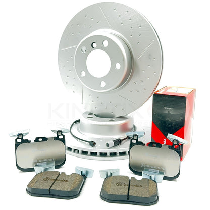 FOR BMW M135i F21 FRONT DIMPLED GROOVED BRAKE DISCS BREMBO Xtra PADS WIRE 340mm