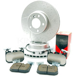 FOR BMW M135i F21 FRONT DIMPLED GROOVED BRAKE DISCS BREMBO Xtra PADS WIRE 340mm
