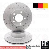 FOR BMW 320d E90 E91 M SPORT FRONT CROSS DRILLED BRAKE DISCS PAIR 312mm COATED