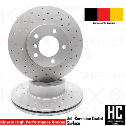 FOR BMW 320d E90 E91 M SPORT FRONT CROSS DRILLED BRAKE DISCS PAIR 312mm COATED