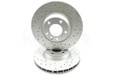 FOR AUDI Q7 3.0 TDI 2006-2015 DRILLED FRONT BRAKE DISCS BREMBO PADS SENSORS