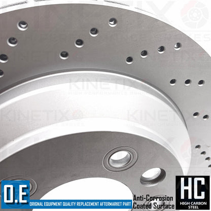 FOR PORSCHE CAYENNE 4.8 S FRONT REAR DRILLED BRAKE DISCS PADS WEAR SENSORS