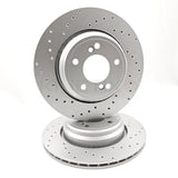 FOR BMW E46 M3 3.2 COUPE CONVERTIBLE REAR DRILLED BRAKE DISCS TRW PADS SET 328mm