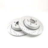 FOR BMW E46 M3 3.2 COUPE CONVERTIBLE REAR DRILLED BRAKE DISCS TRW PADS SET 328mm