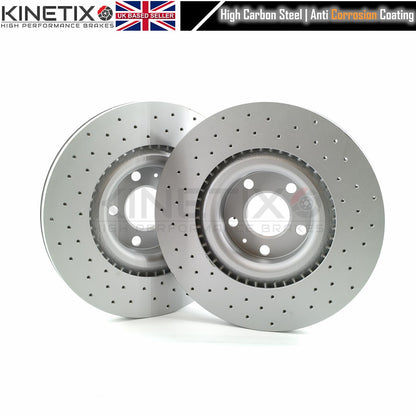 FOR AUDI S4 B6 B7 4.2 V8 FRONT CROSS DRILLED PERFORMANCE BRAKE DISCS BREMBO PADS 345mm x 30mm