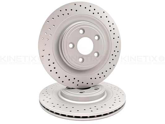 FOR JAGUAR XK XK8 XKR CROSS DRILLED REAR BRAKE DISCS PAIR 326mm