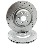 FOR JAGUAR XF XFR-S XJ SCV8 XKR XKR-S REAR DRILLED PERFORMANCE BRAKE DISCS 376m