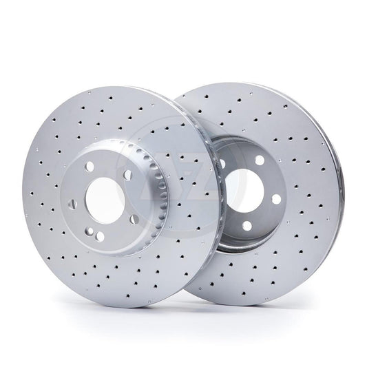 FOR MERCEDES E300de AMG SPORT 213 214 DRILLED FRONT BRAKE DISCS PAIR 342mm
