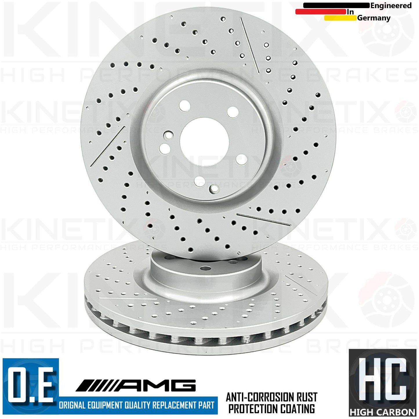 FOR MERCEDES C63 C63S E63 AMG FRONT DRILLED GROOVED BRAKE DISCS PAIR 360mm