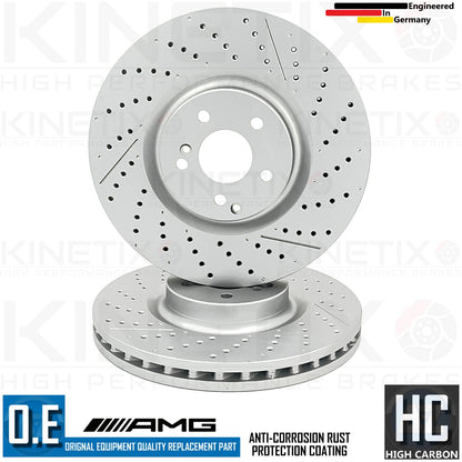 FOR MERCEDES C63 C63S E63 AMG FRONT DRILLED GROOVED BRAKE DISCS PAIR 360mm