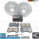 FOR MECEDES C63S C63 E63 E63S AMG FRONT DRILLED GROOVED BRAKE DISCS BREMBO PADS