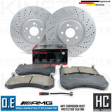 FOR MERCEDES C63 E55 E63 CLS63 AMG FRONT BRAKE DISCS BREMBO PADS SENSOR 360mm