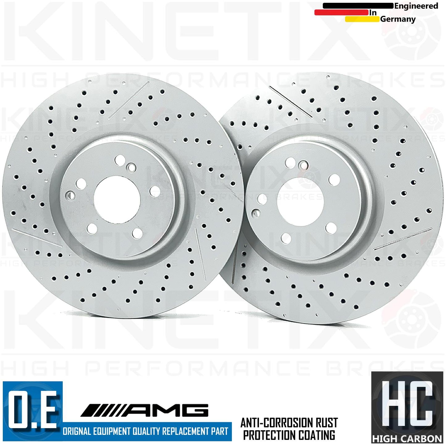 FOR MERCEDES C63 C63S E63 AMG FRONT DRILLED GROOVED BRAKE DISCS PAIR 360mm