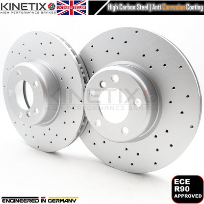 FOR BMW 125i 125d 120d 120i M SPORT DRILLED FRONT BRAKE DISCS MINTEX PADS SENSOR