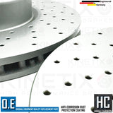 FOR BMW 330e F30 M SPORT FRONT CROSS DRILLED BRAKE DISCS PAIR 340mm