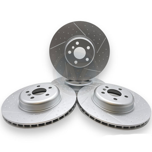 FOR BMW X5 G05 25d M SPORT DIMPLED GROOVE FRONT REAR BRAKE DISCS 348mm 345mm