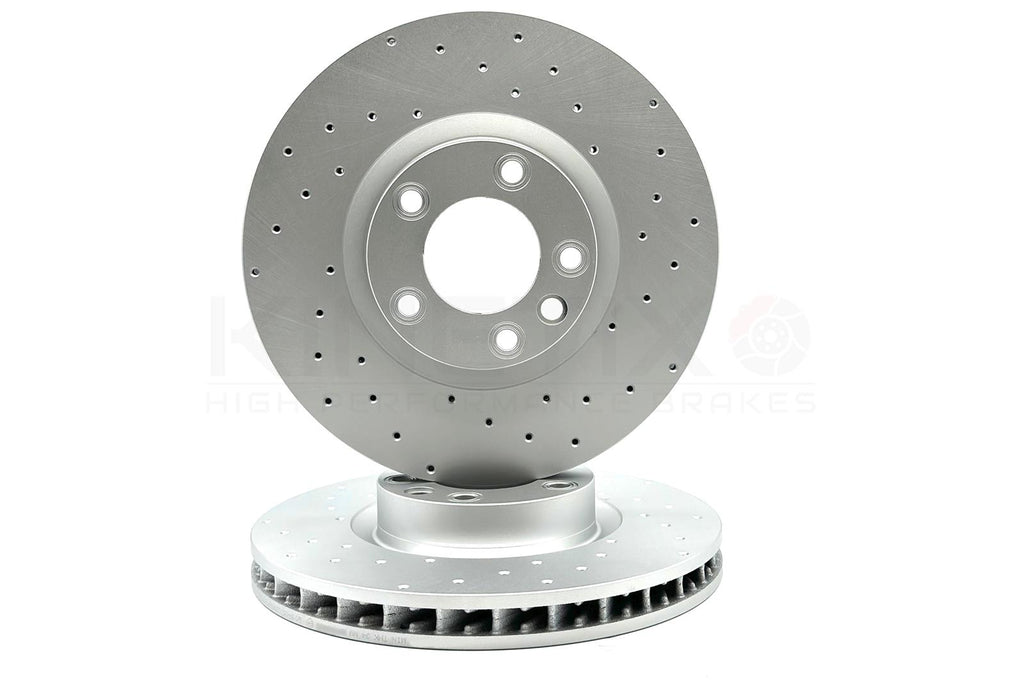 FOR PORSCHE CAYENNE 4.8 TURBO S CROSS DRILLED FRONT BRAKE DISCS PAIR 360mm