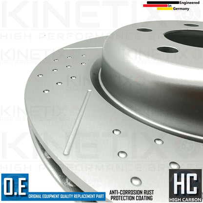 FOR BMW 430d G22 G23 G26 M SPORT DIMPLED GROOVED REAR BRAKE DISCS MINTEX PADS