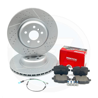 FOR BMW 320e G20 G21 M SPORT DIMPLED GROOVED REAR BRAKE DISCS MINTEX PADS 345mm X 24mm