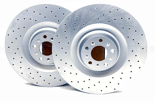 FOR BENTLEY CONTINENTAL GT FRONT CROSS DRILLED PERFORMANCE BRAKE DISCS 405mm