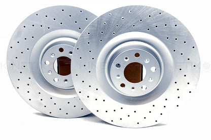 FOR BENTLEY CONTINENTAL FLYING SPUR CROSS DRILLED FRONT BRAKE DISCS PAIR 405mm