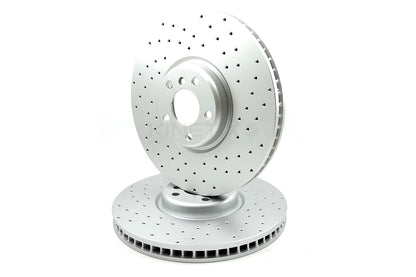FOR BMW X5 M50d F15 CROSS DRILLED FRONT BRAKE DISCS TEXTAR PADS SENSOR 385mm