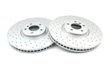 FOR BMW X5 50i M SPORT E70 F15 FRONT CROSS DRILLED BRAKE DISCS PAIR 385mm