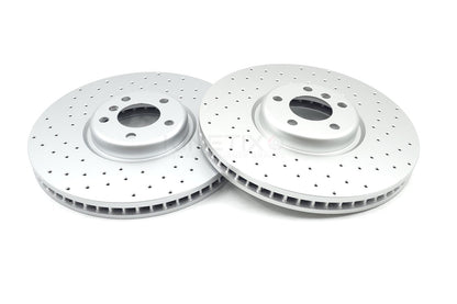 FOR BMW X5 M50d F15 CROSS DRILLED FRONT BRAKE DISCS TEXTAR PADS SENSOR 385mm