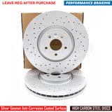 FOR JAGUAR XE X760 2.0 2015- DRILLED FRONT BRAKE DISCS MINTEX PADS WIRE 350mm
