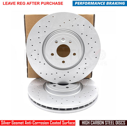 FOR JAGUAR XF 2.0 R SPORT CROSS DRILLED FRONT BRAKE DISCS PAIR 350mm (18" RIMS)