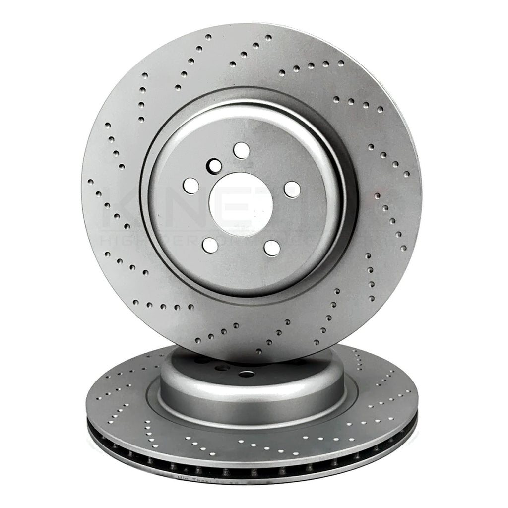 FOR BMW 840i G14 G15 G16 M SPORT CROSS DIMPLED REAR BRAKE DISCS PAIR 370mm