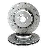 FOR BMW X7 M 50i G07 CROSS DIMPLED REAR BRAKE DISCS PAIR 370mm