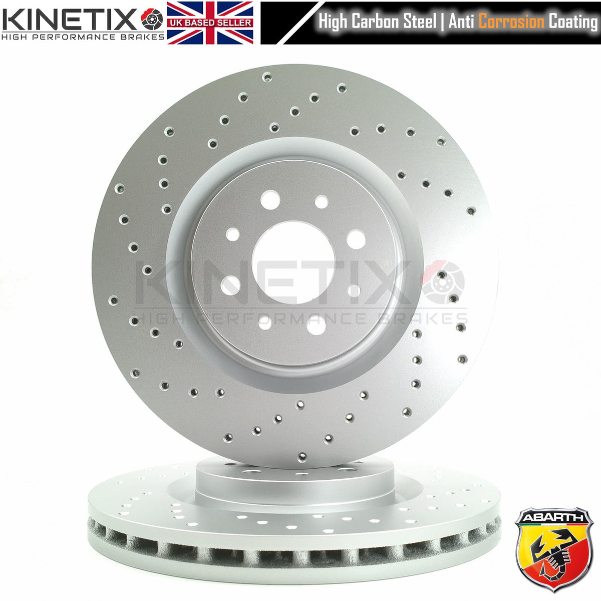 FOR ABARTH 500 595 695 COMPETIZIONE DRILLED PERFORMANCE BRAKE DISCS 305mm PAIR