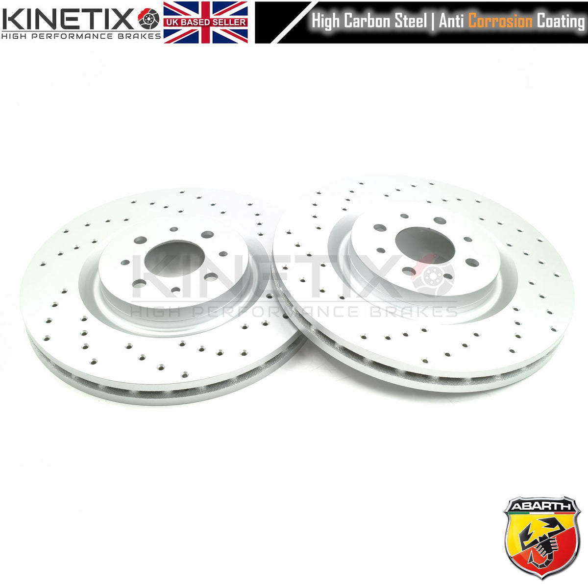 FOR ABARTH 500 595 695 COMPETIZIONE DRILLED PERFORMANCE BRAKE DISCS 305mm PAIR