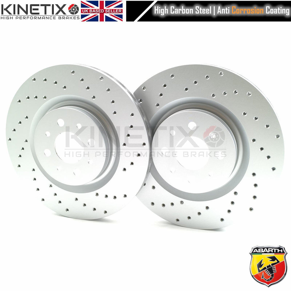 FOR ABARTH 500 595 695 COMPETIZIONE DRILLED PERFORMANCE BRAKE DISCS 305mm PAIR