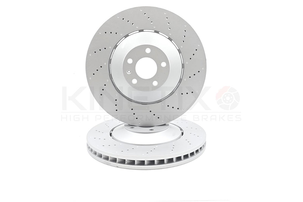 FOR AUDI RS6 C6 FRONT CROSS DRILLED BRAKE DISCS PAIR 390mm 4F0 615 301 L