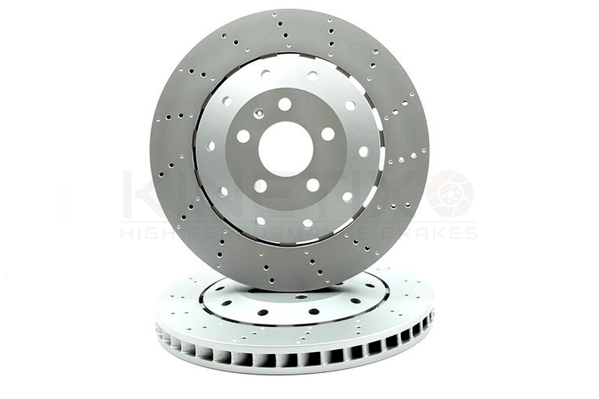 FOR AUDI R8 (4S) 15-2020 CROSS DRILLED REAR BRAKE DISCS PAIR 356mm 4S0615601B