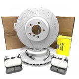 FOR BMW 435d M SPORT DIMPLED & GROOVED FRONT BRAKE DISCS TEXTAR PADS 370mm