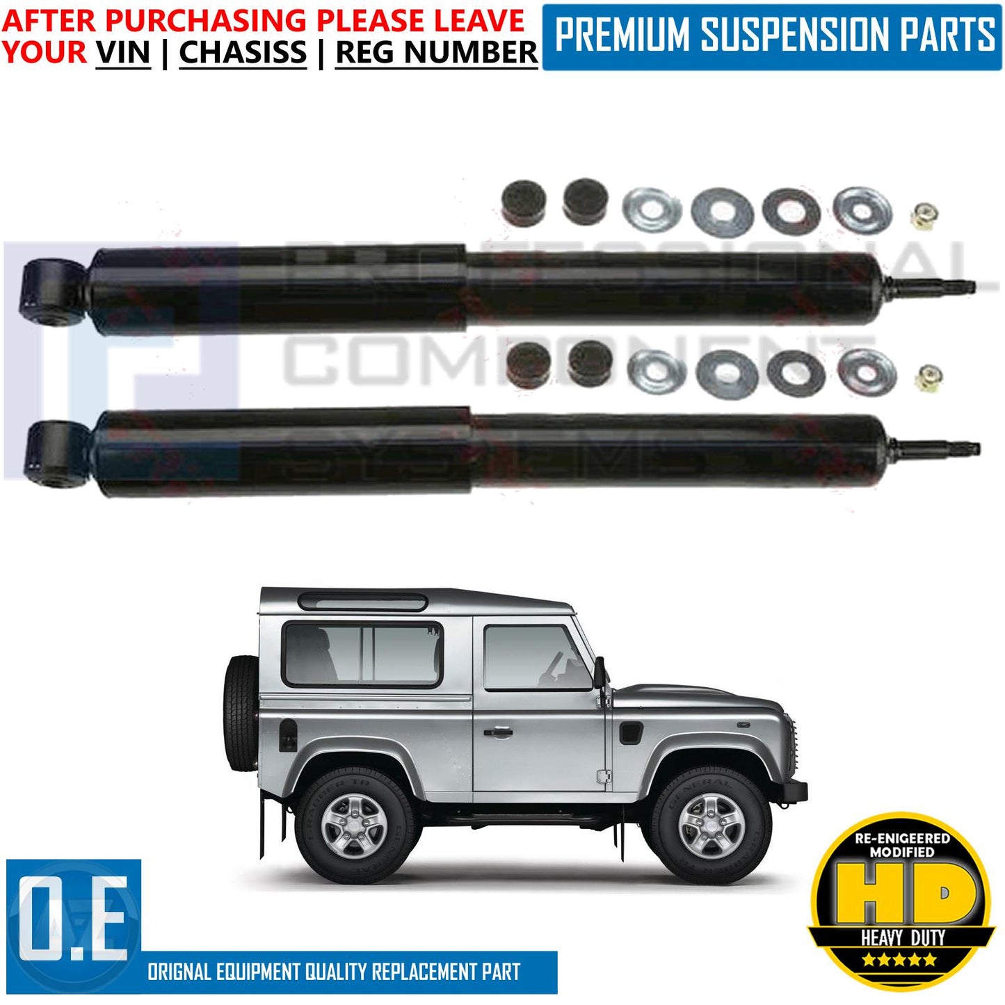 FOR LAND ROVER DEFENDER 90,110 1984-2016 REAR SHOCKERS SHOCK ABSORBERS HD L316