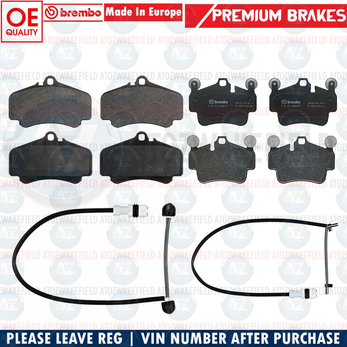P65011 P65014 BREMBO GENUINE FRONT REAR BRAKE PADS WEAR SENSORS FOR PORSCHE